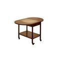 Small Foldable Mobile Wood Glass Oval Side Table with Drawer