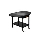 Small Foldable Mobile Wood Glass Oval Side Table with Drawer