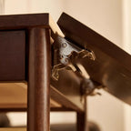 Small Foldable Mobile Wood Glass Oval Side Table with Drawer