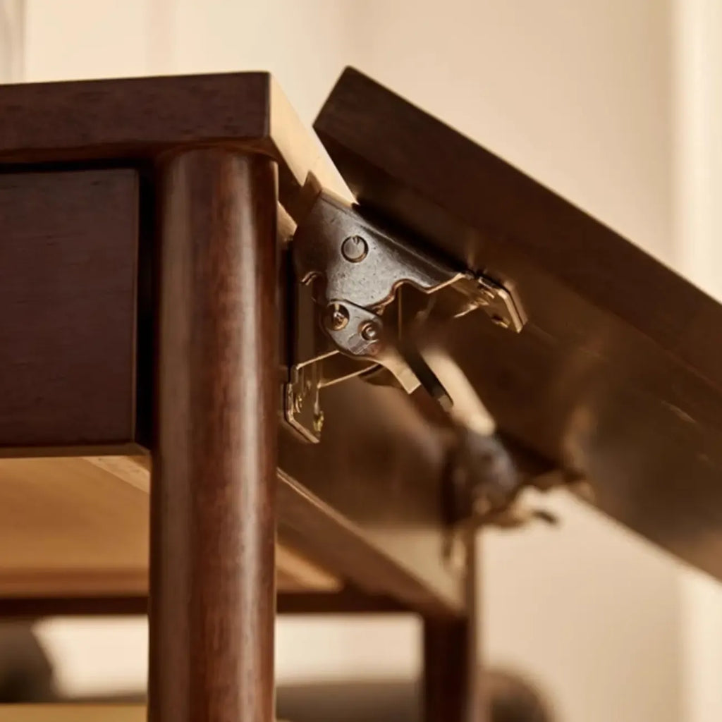 Small Foldable Mobile Wood Glass Oval Side Table with Drawer