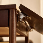 Small Foldable Mobile Wood Glass Oval Side Table with Drawer