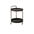 Mobile 2 Layers Brown Leather Metal Round Side Table