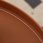 Mobile 2 Layers Brown Leather Metal Round Side Table