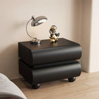 Stylish Black Unique Rounded Wooden Bedside Nightstand