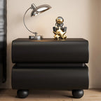 Stylish Black Unique Rounded Wooden Bedside Nightstand