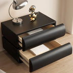 Stylish Black Unique Rounded Wooden Bedside Nightstand