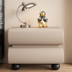 Stylish Black Unique Rounded Wooden Bedside Nightstand