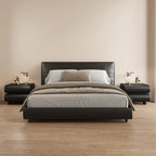 Stylish Black Unique Rounded Wooden Bedside Nightstand