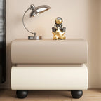 Stylish Black Unique Rounded Wooden Bedside Nightstand