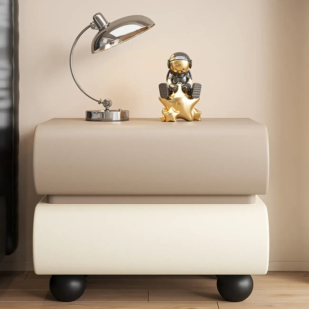 Stylish Black Unique Rounded Wooden Bedside Nightstand