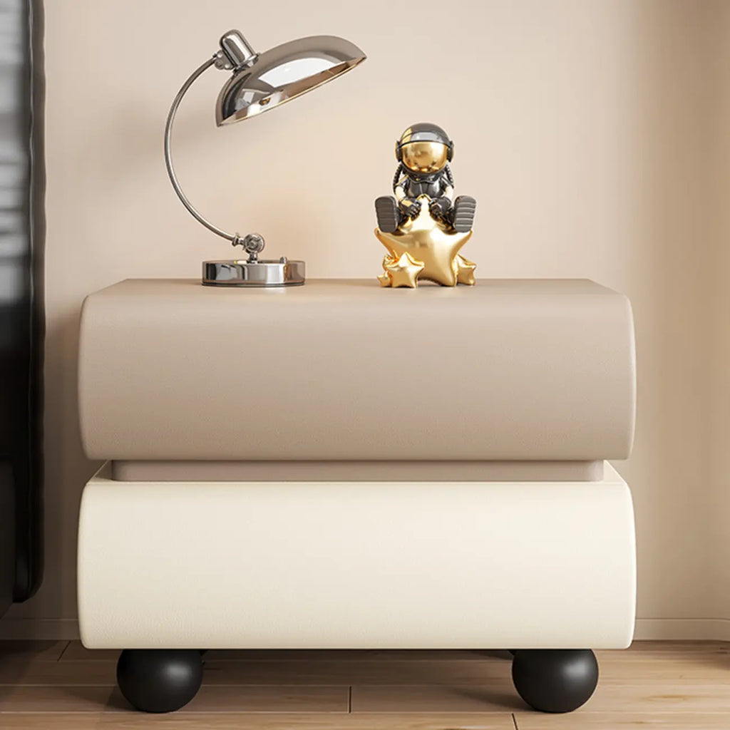 Stylish Black Unique Rounded Wooden Bedside Nightstand