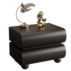 Stylish Black Unique Rounded Wooden Bedside Nightstand