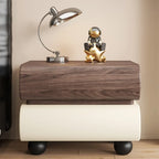 Stylish Black Unique Rounded Wooden Bedside Nightstand