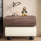 Stylish Black Unique Rounded Wooden Bedside Nightstand