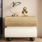 Stylish Black Unique Rounded Wooden Bedside Nightstand