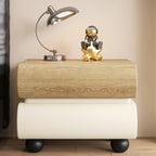 Stylish Black Unique Rounded Wooden Bedside Nightstand