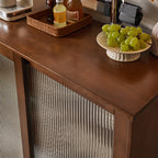 Rectangular Cherry Wood Sliding Glass Door Sideboard Cabinet