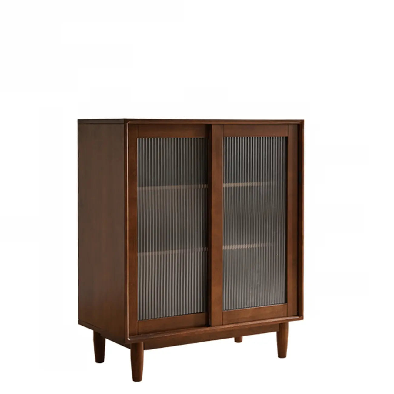 Rectangular Cherry Wood Sliding Glass Door Sideboard Cabinet