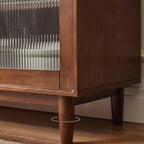 Rectangular Cherry Wood Sliding Glass Door Sideboard Cabinet