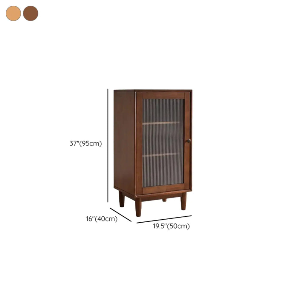 Rectangular Cherry Wood Sliding Glass Door Sideboard Cabinet