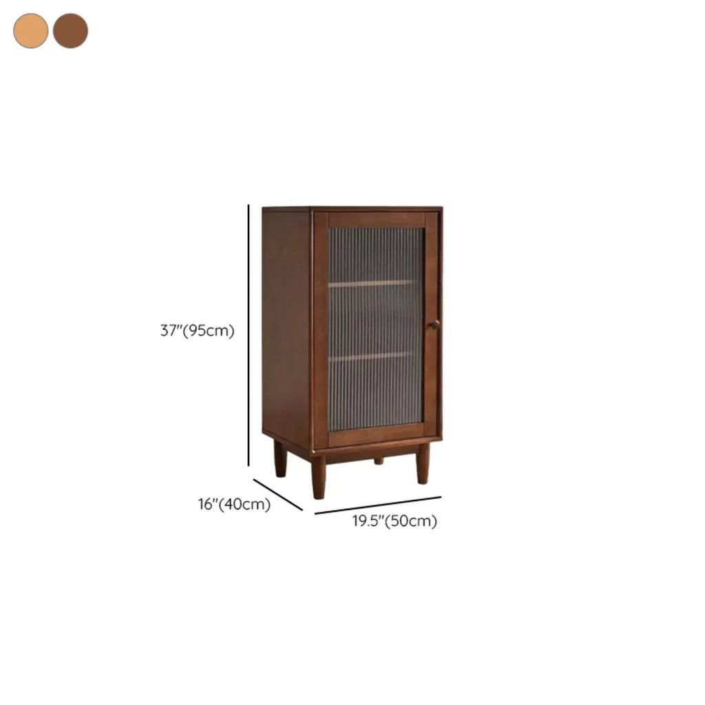 Rectangular Cherry Wood Sliding Glass Door Sideboard Cabinet