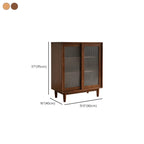 Rectangular Cherry Wood Sliding Glass Door Sideboard Cabinet
