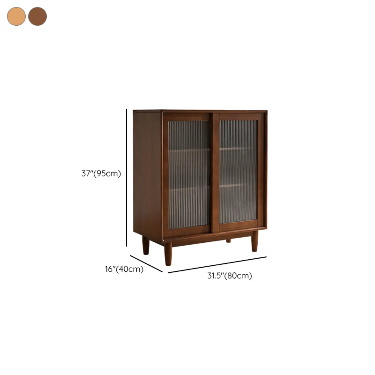 Rectangular Cherry Wood Sliding Glass Door Sideboard Cabinet