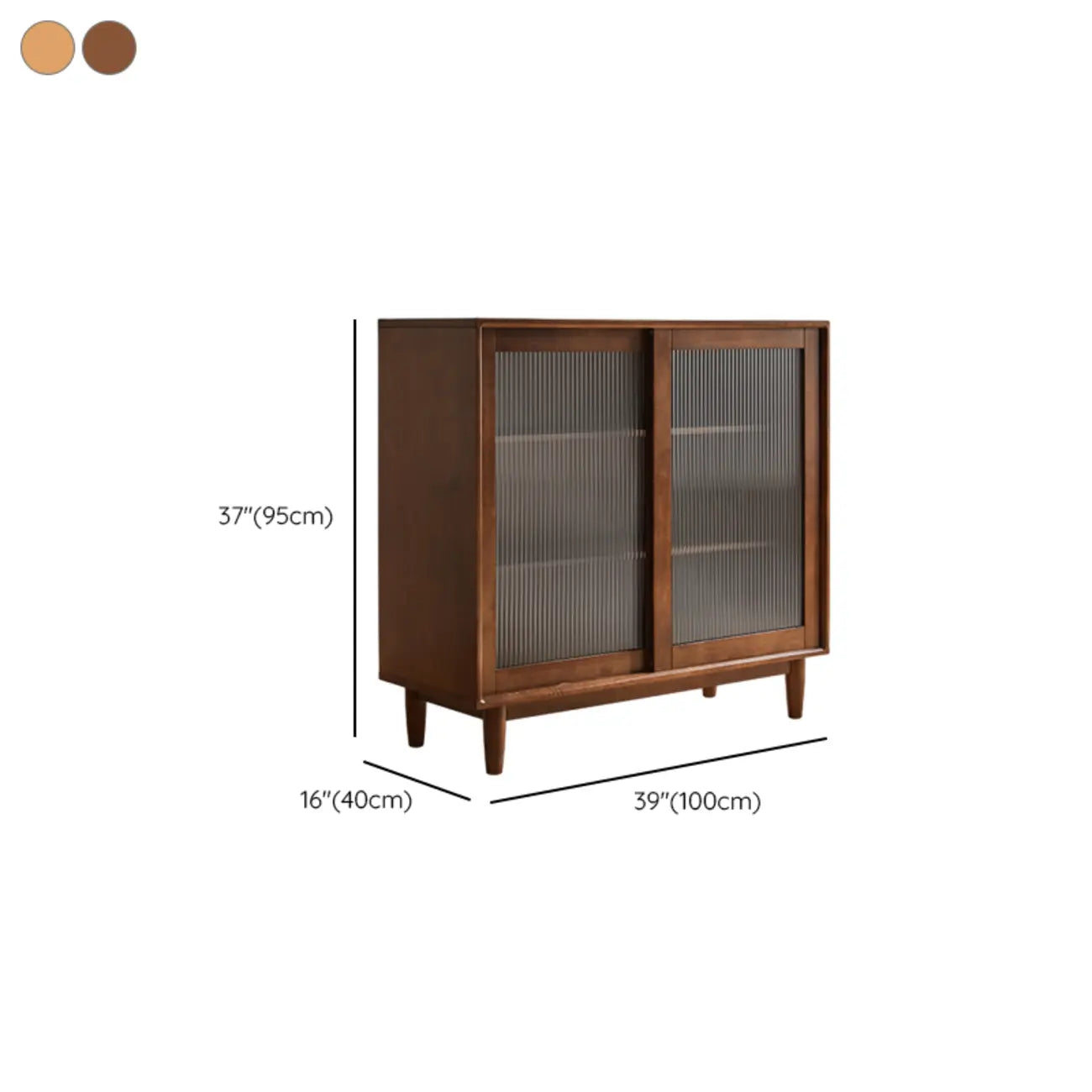 Rectangular Cherry Wood Sliding Glass Door Sideboard Cabinet