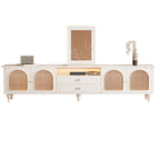Modern Wood Curved Glass Door Black TV Stand with Light