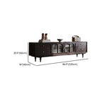 Long Modern Brown Wooden Storage TV Stand with Glass Doors