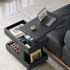 Versatile Swivel Top Modern Wood Side Table with Wheels