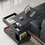 Versatile Swivel Top Modern Wood Side Table with Wheels
