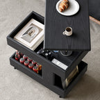 Versatile Swivel Top Modern Wood Side Table with Wheels