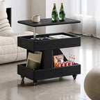 Versatile Swivel Top Modern Wood Side Table with Wheels