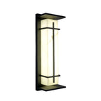Outdoor Black Cylinder Steel & Stone LED Wall Sconce