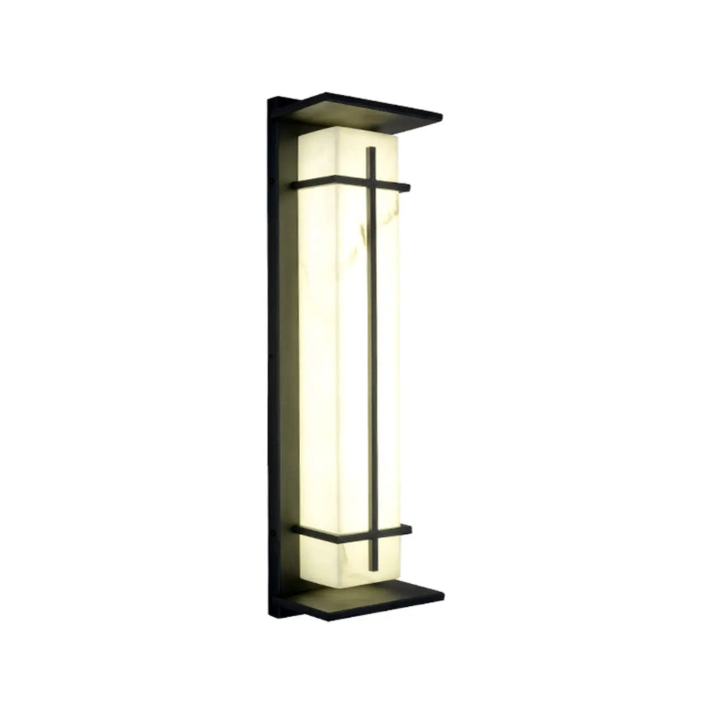 Outdoor Black Cylinder Steel & Stone LED Wall Sconce