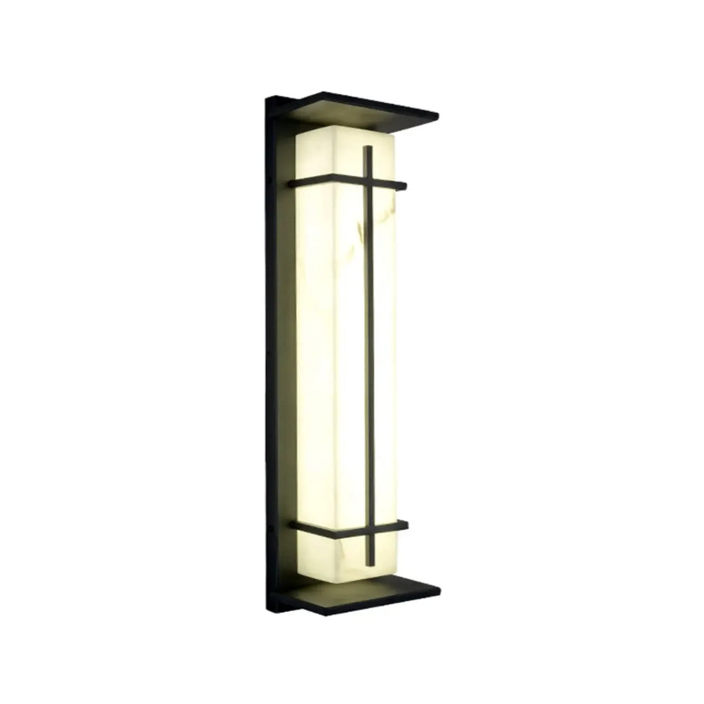 Outdoor Black Cylinder Steel & Stone LED Wall Sconce