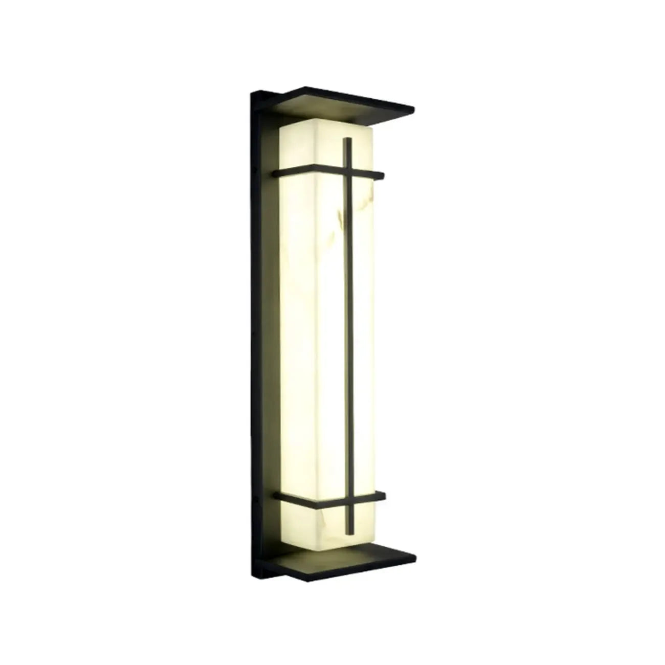 Outdoor Black Cylinder Steel & Stone LED Wall Sconce
