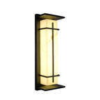 Outdoor Black Cylinder Steel & Stone LED Wall Sconce