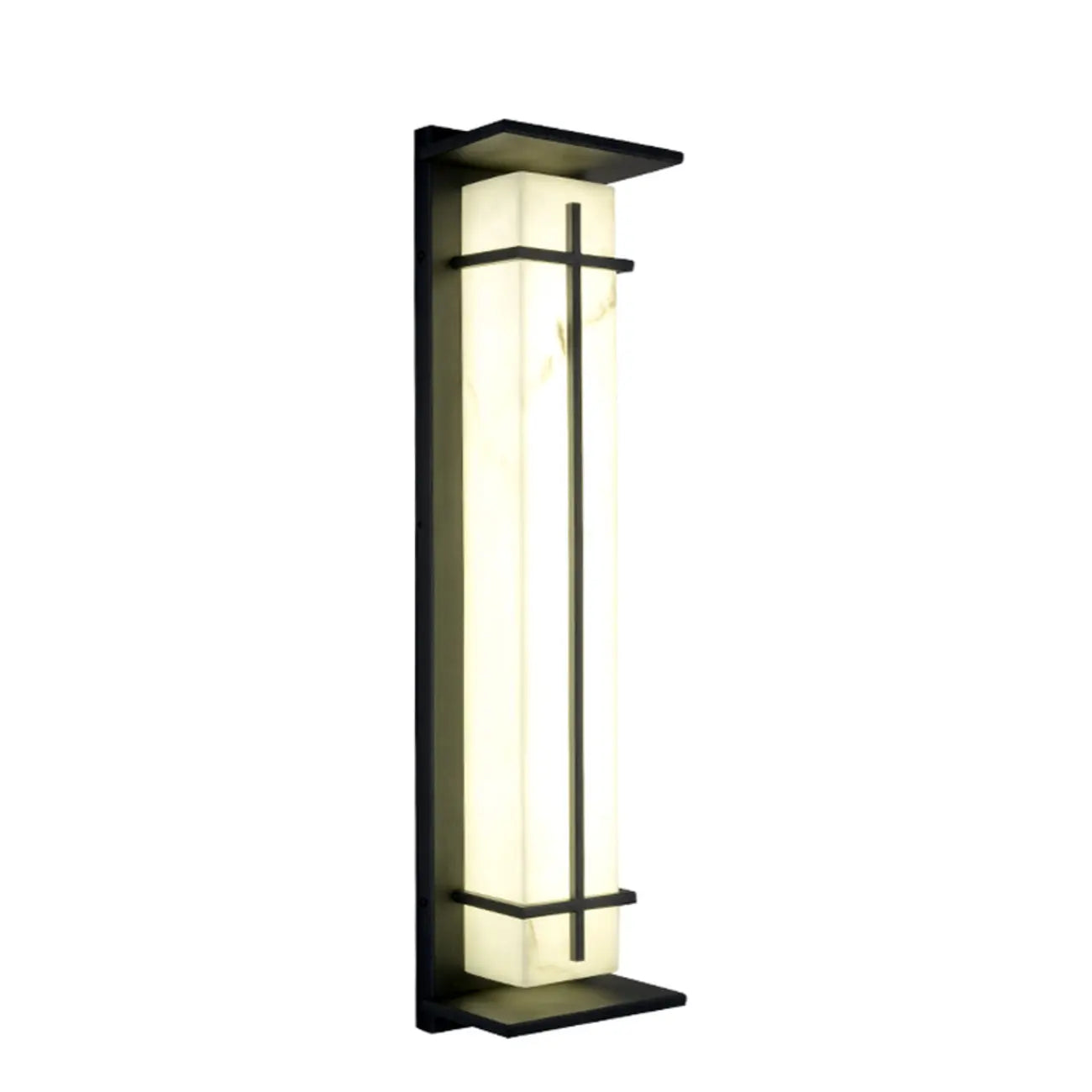 Outdoor Black Cylinder Steel & Stone LED Wall Sconce
