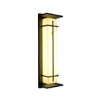 Outdoor Black Cylinder Steel & Stone LED Wall Sconce