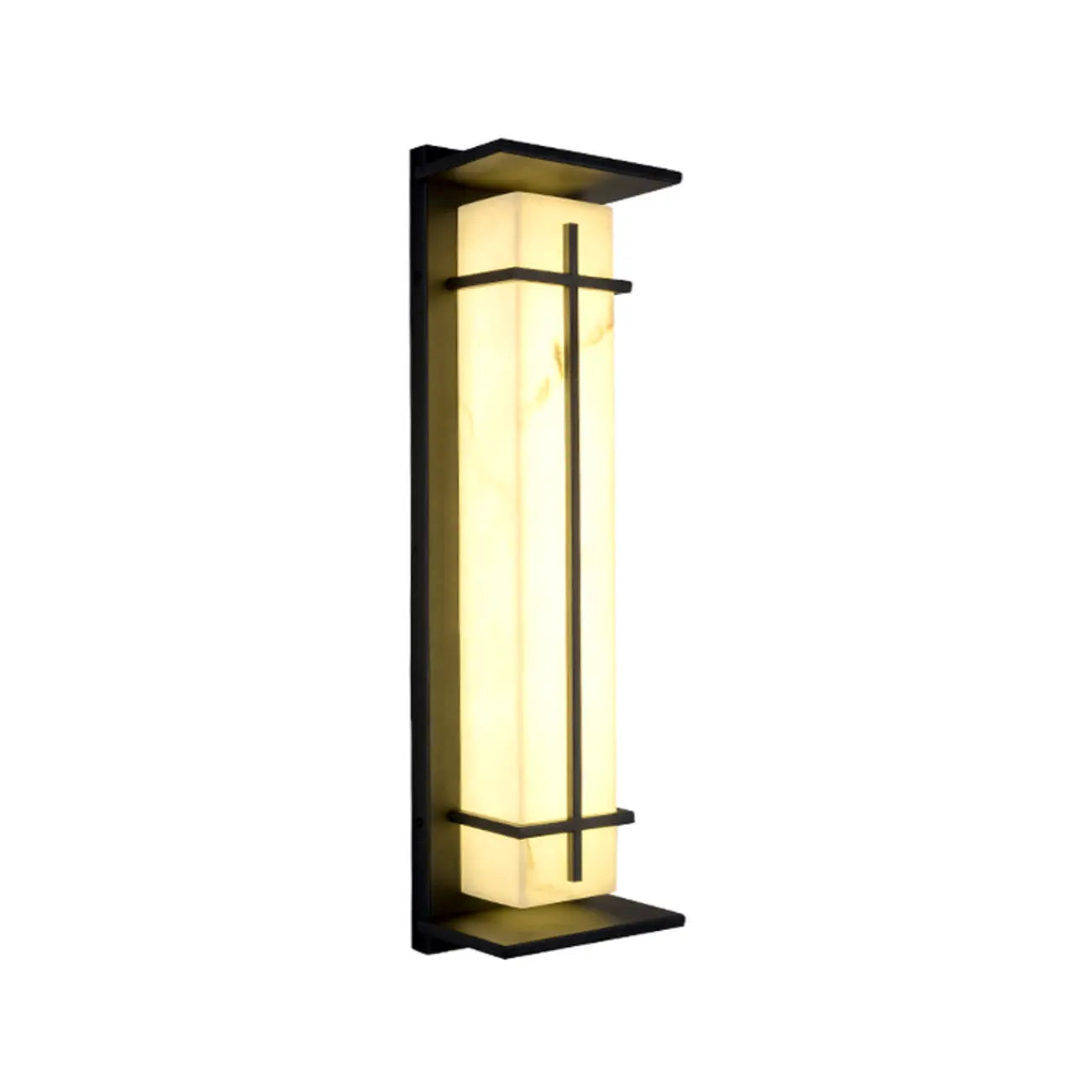 Outdoor Black Cylinder Steel & Stone LED Wall Sconce