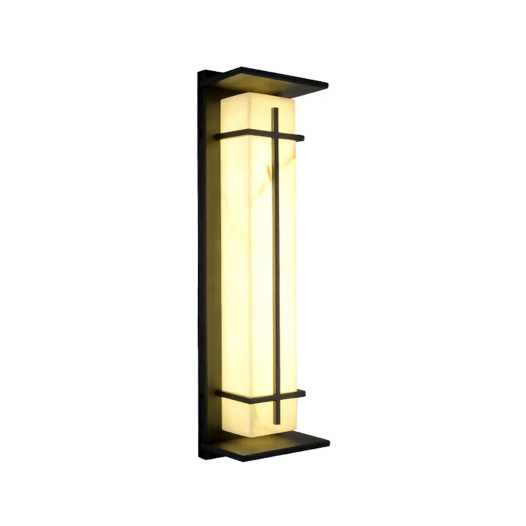 Outdoor Black Cylinder Steel & Stone LED Wall Sconce