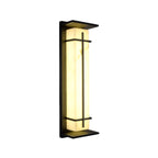 Outdoor Black Cylinder Steel & Stone LED Wall Sconce