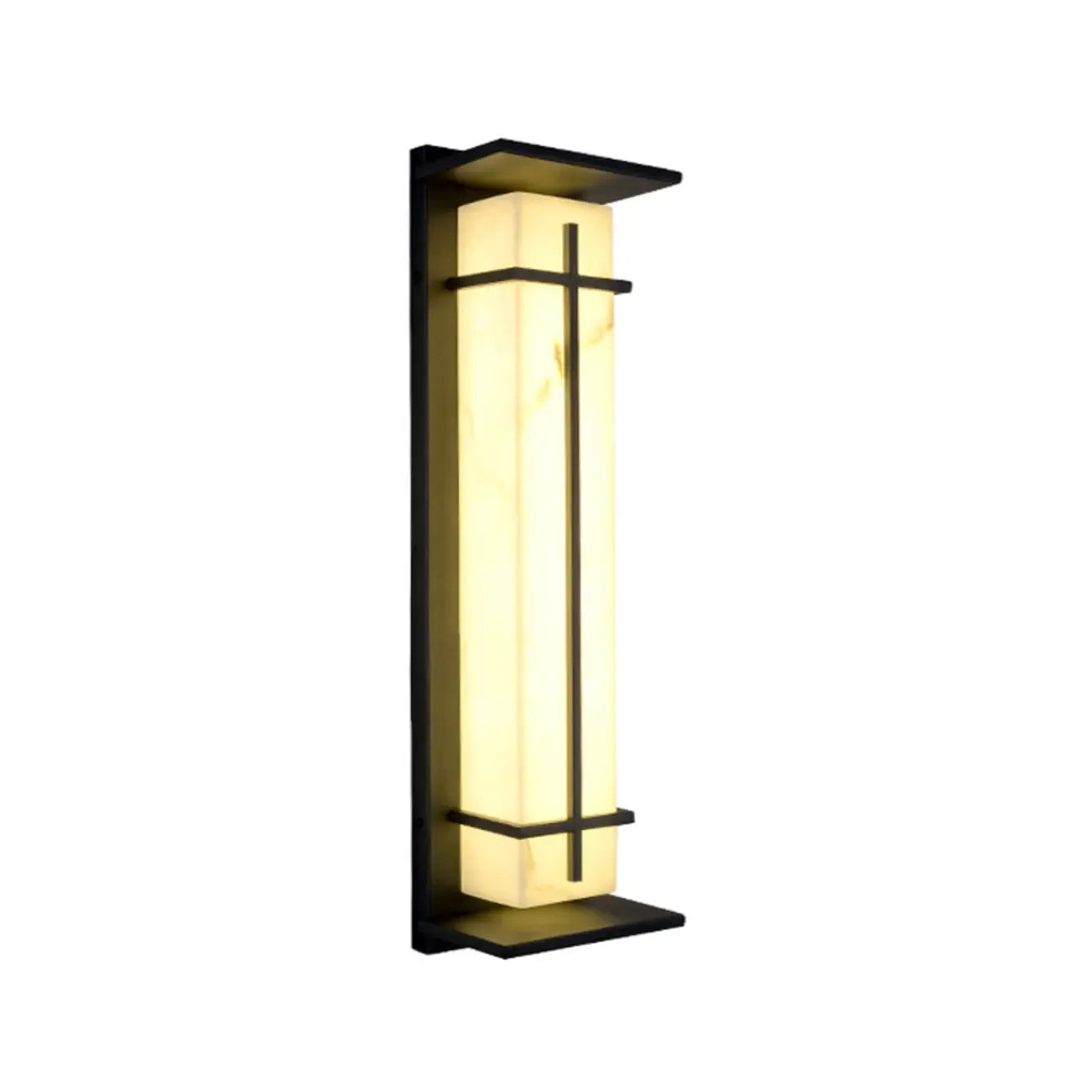 Outdoor Black Cylinder Steel & Stone LED Wall Sconce