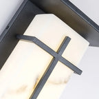 Outdoor Black Cylinder Steel & Stone LED Wall Sconce