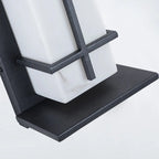 Outdoor Black Cylinder Steel & Stone LED Wall Sconce