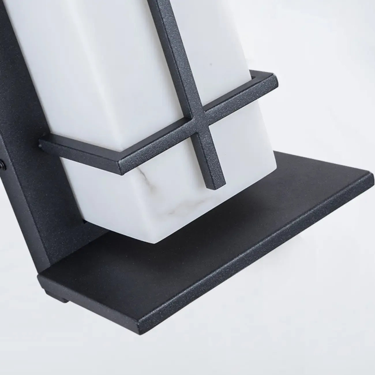 Outdoor Black Cylinder Steel & Stone LED Wall Sconce