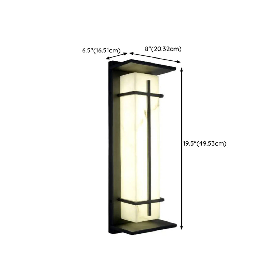 Outdoor Black Cylinder Steel & Stone LED Wall Sconce