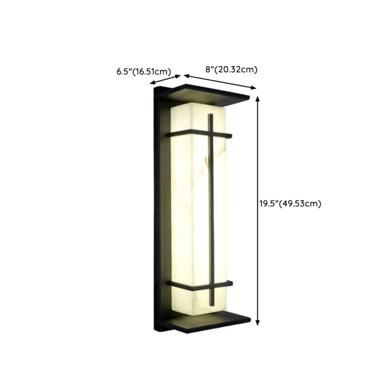 Outdoor Black Cylinder Steel & Stone LED Wall Sconce